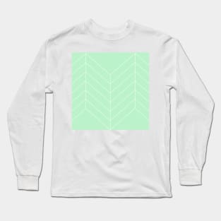 Geometric pattern lines sage green Long Sleeve T-Shirt